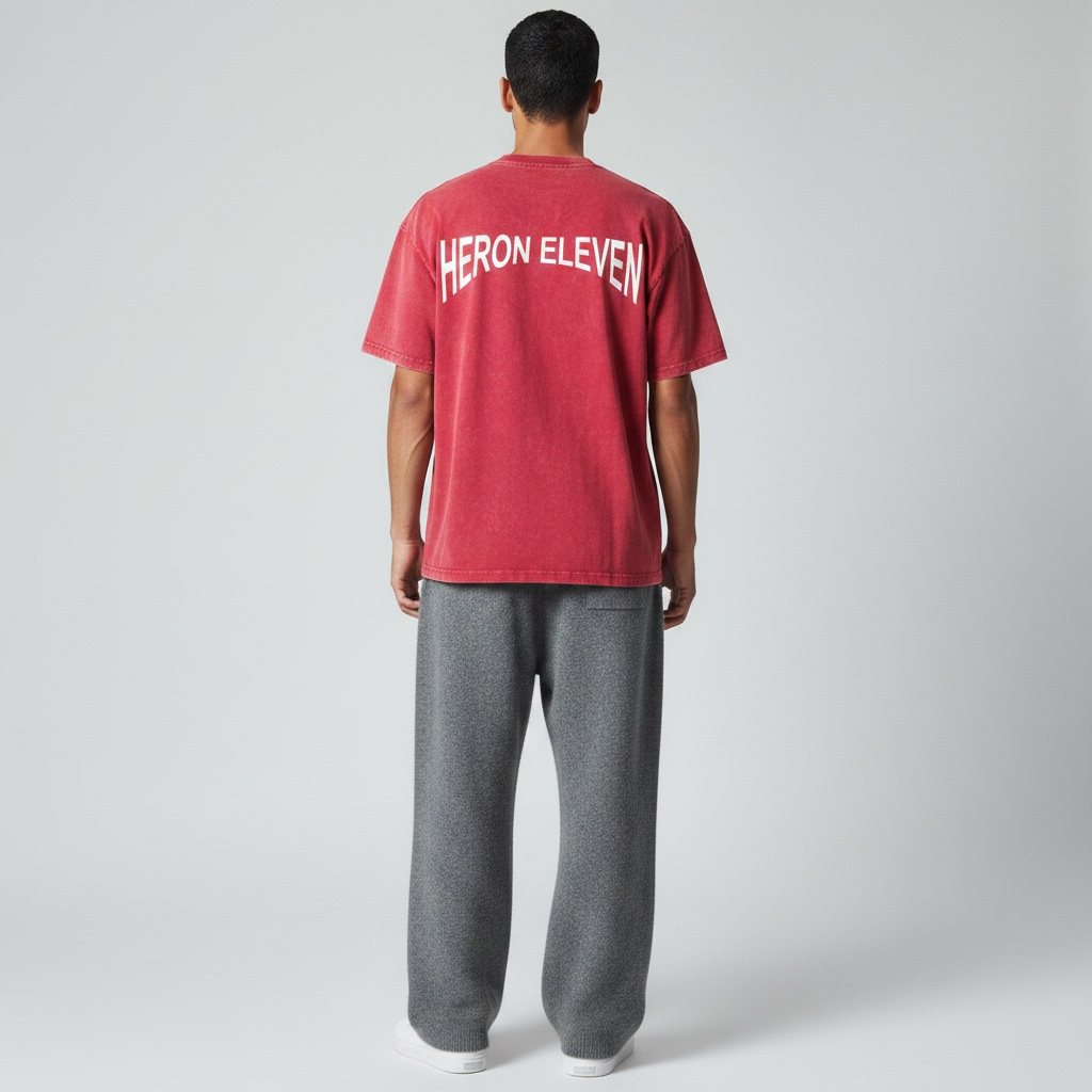 Offset Double Star Skewed Tee - Raspberry