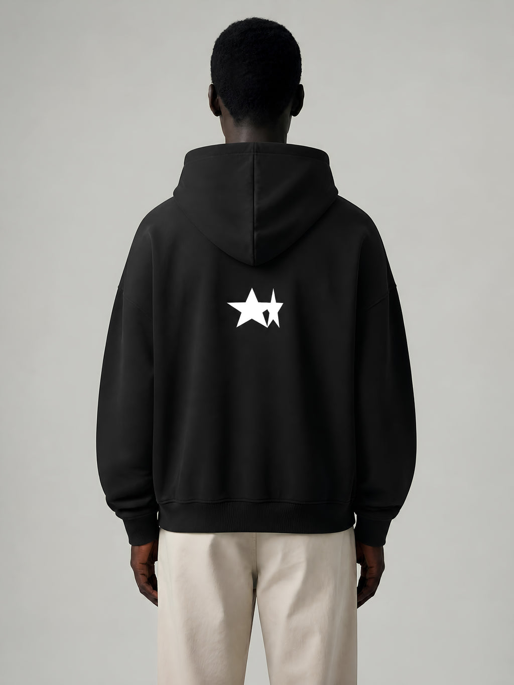Signature Offset Star Hoodie - Black