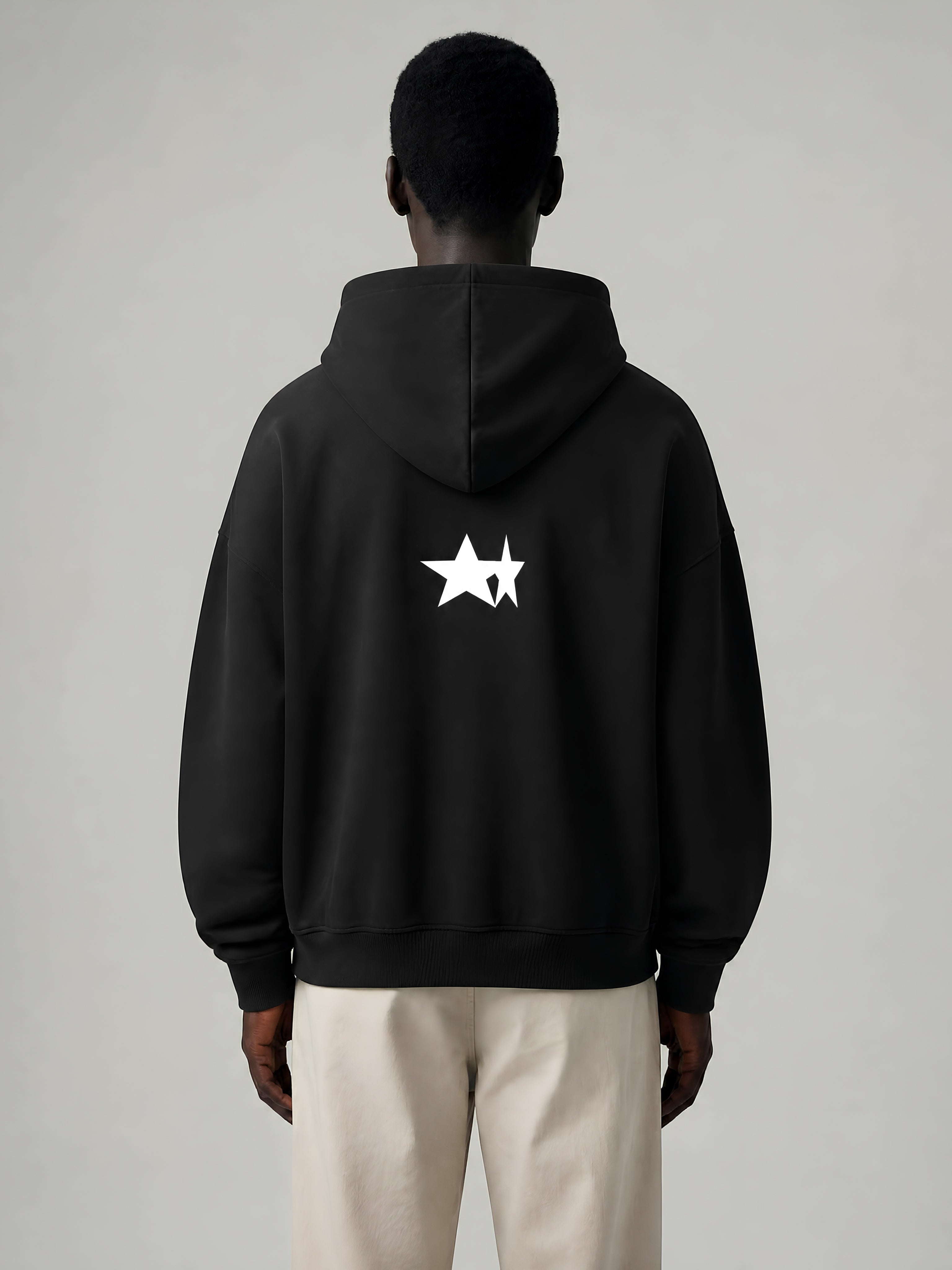 Signature Offset Star Hoodie - Black