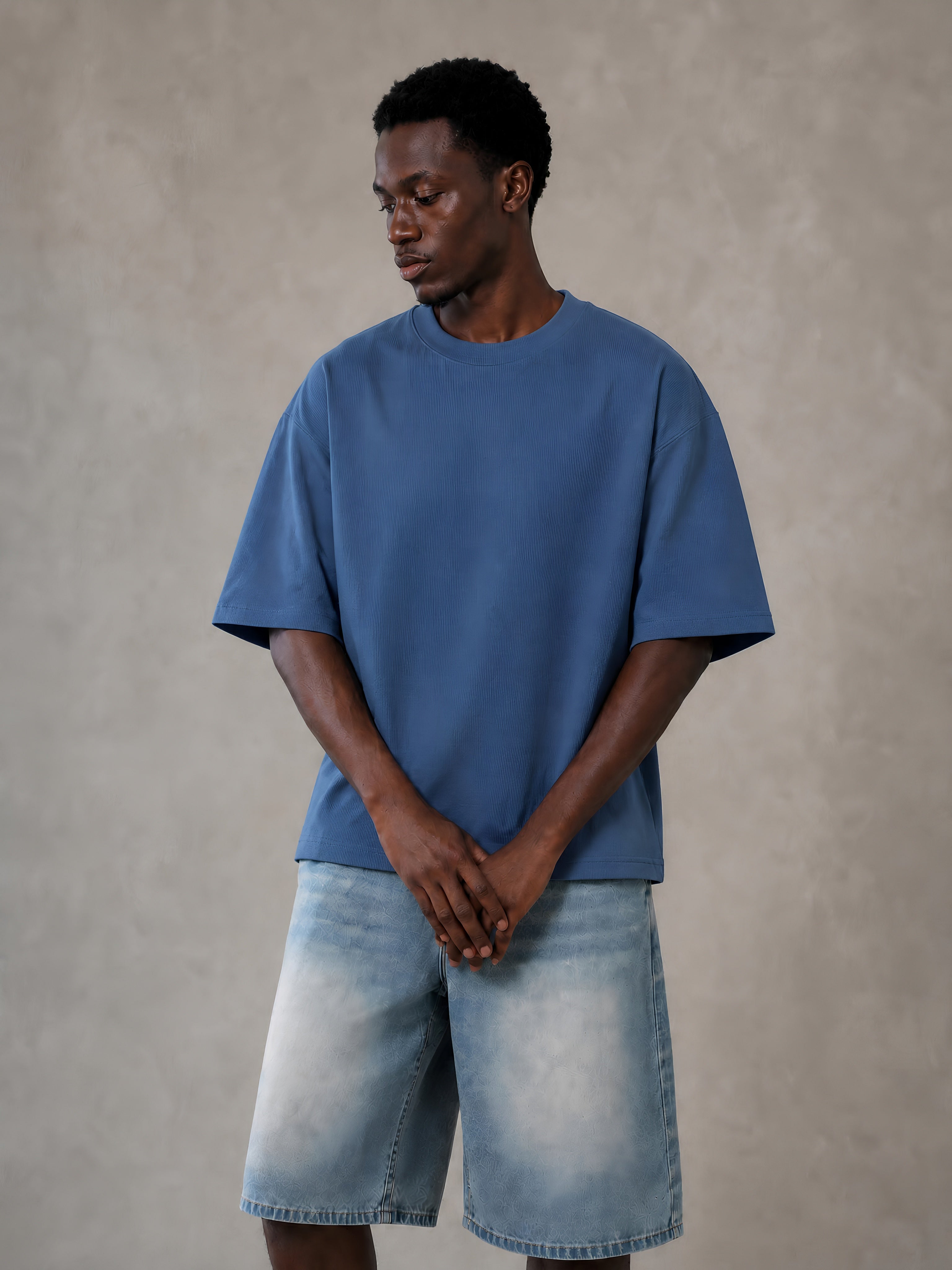 Heron Waffle Knit - Blue