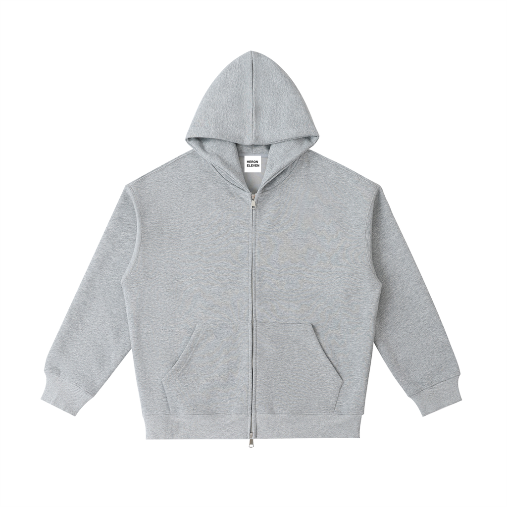 Essential Double-Zip Hoodie - Flower Grey